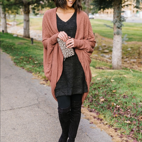 LAST 2❗️Waffle Knit Slouchy Cardi In Rust - Picture 2 of 8